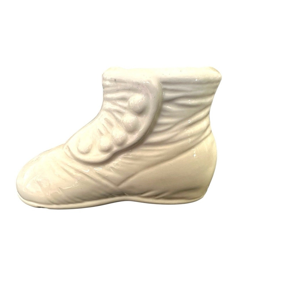Vintage USA Pottery Baby Blue Bootie Shoe Planter Vase Figurine Small 4in